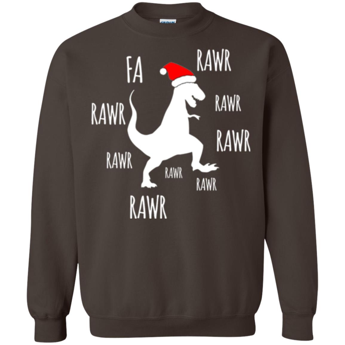 Christmas T-shirt Fa Rawr Rawr Funny T-rex Dinosaur Dark Chocolate