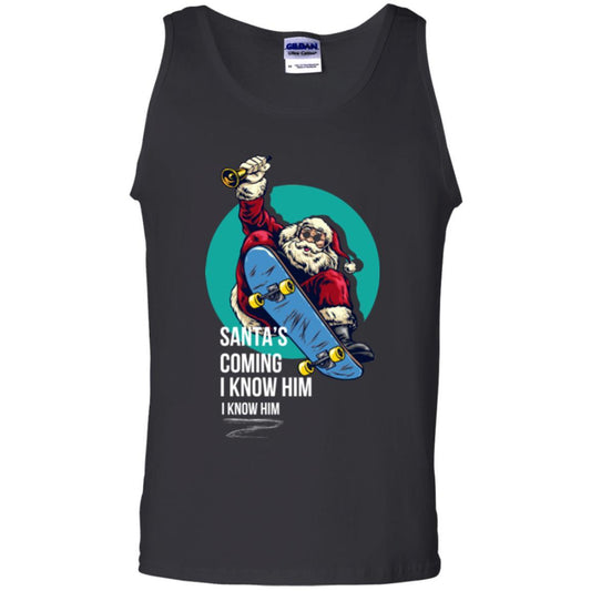 Christmas T-shirt Santa's Coming I Know Him Black