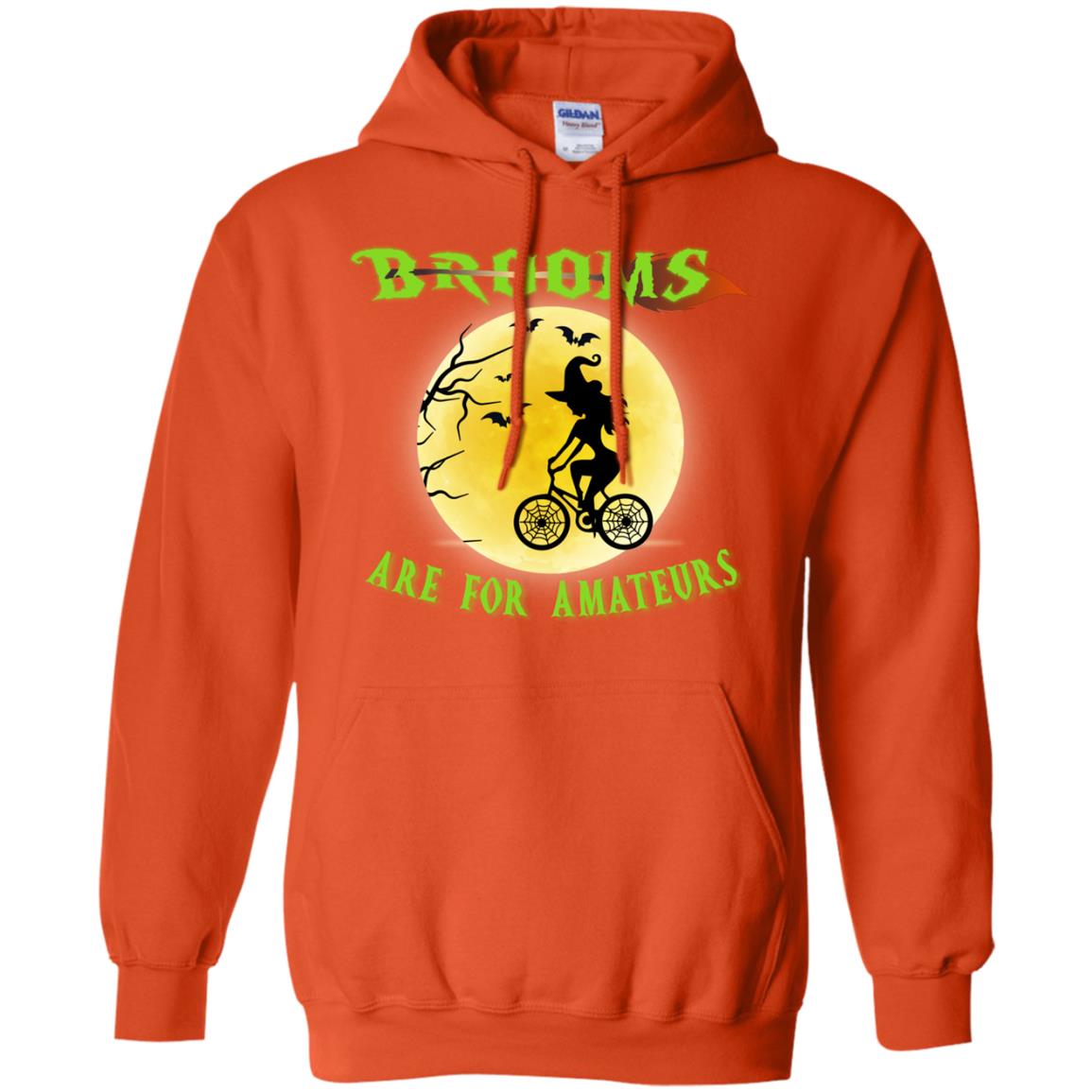 Brooms Are For Amateurs Witches Ride A Bicycle Funny Halloween Shirt Orange