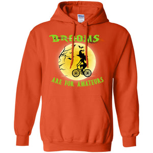 Brooms Are For Amateurs Witches Ride A Bicycle Funny Halloween ShirtG185 Gildan Pullover Hoodie 8 oz.