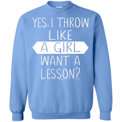 Softball T-shirt Yes I Throw Like A Girl Want A Lesson Carolina Blue
