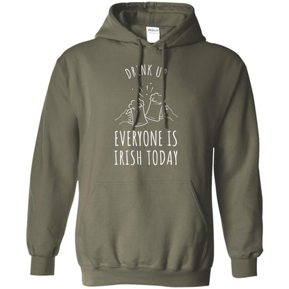 St. Patrick_s Day T-shirt Drink Up Everyone Is Irish Toda Military Green