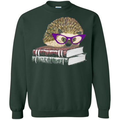 Adorable Hedgehog Book Nerd Gift Shirt Forest Green
