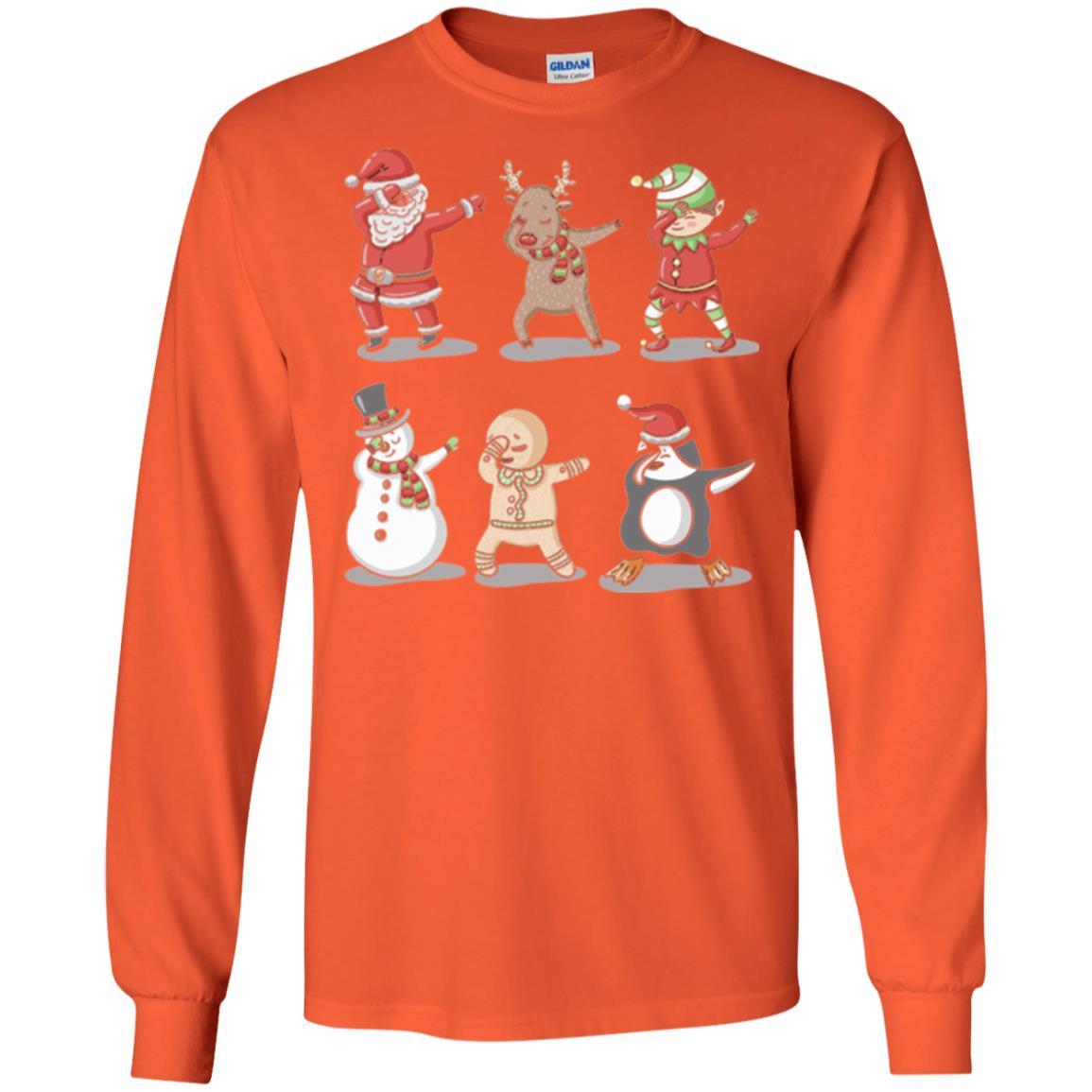 Christmas T-shirt Dabbing Santa Ugly Sweater Orange