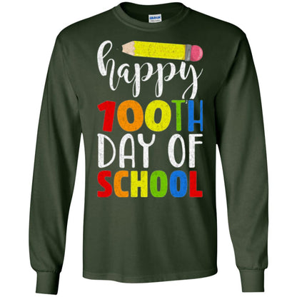 Happy 100th Day Of School Teacher T-shirt Forest Green