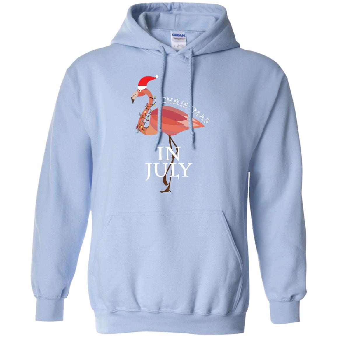 Flamingo With Santa_s Hat Christmas In July Xmas In Summer Shirt Light Blue