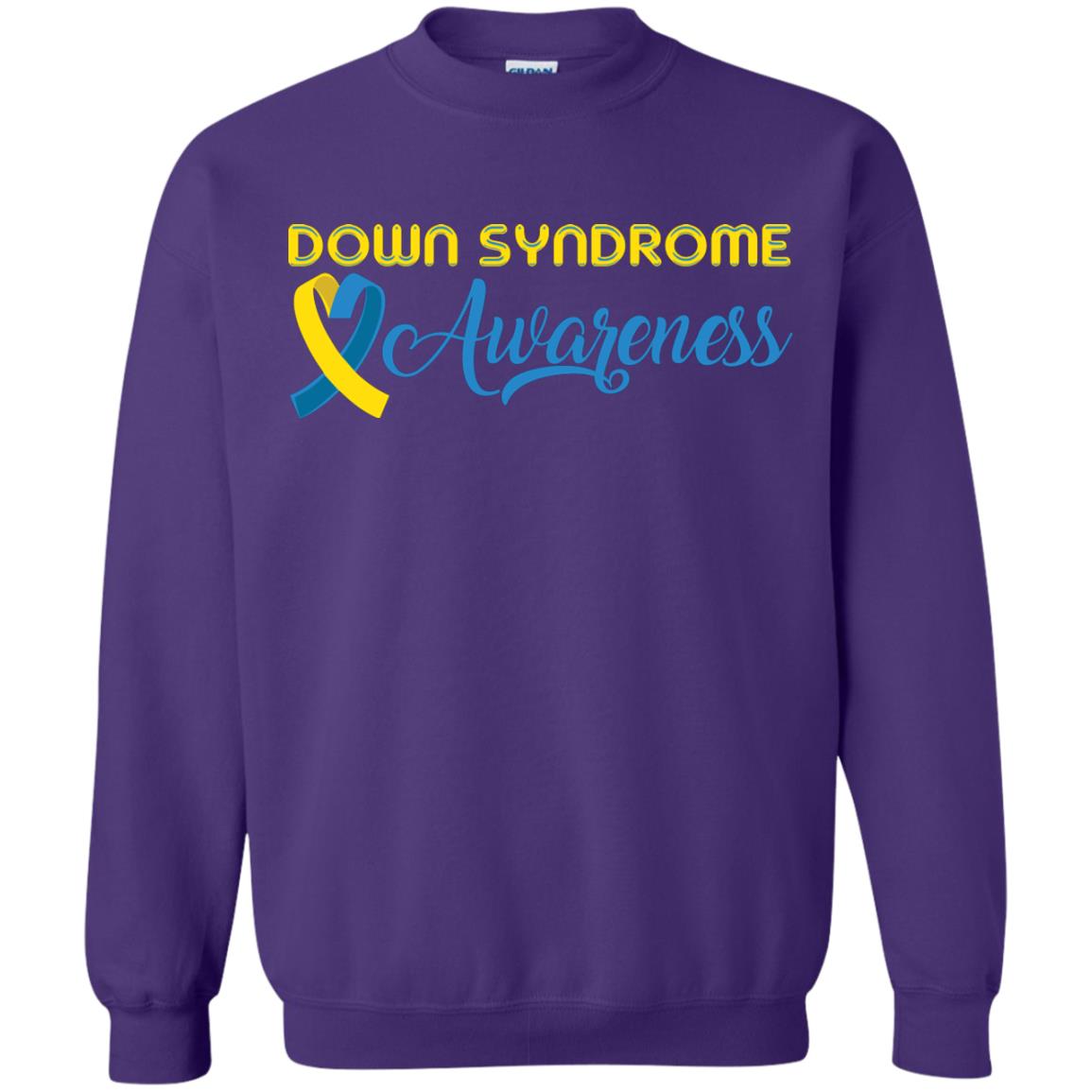 Yellow And Blue Ribbons Down Syndrome Awareness T-shirt Purple