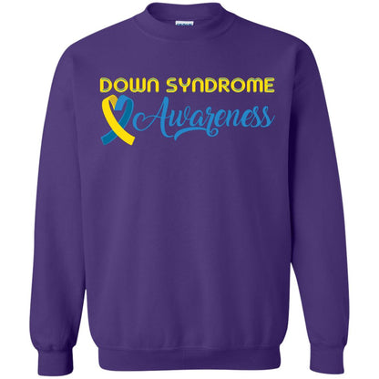 Yellow And Blue Ribbons Down Syndrome Awareness T-shirt Purple