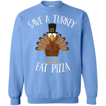 Save A Turkey Eat Pizza Thaksgiving Gift Shirt Carolina Blue