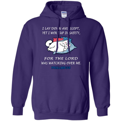 I Lay Down And Slept Yet I Woke Up In Safety For The Lord Was Watching Over Me Shirt Purple