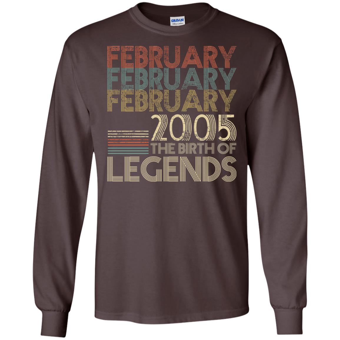 February Retro Classic Vintage 2005 The Birth Of Legends 13th Birthday T-shirt Dark Chocolate