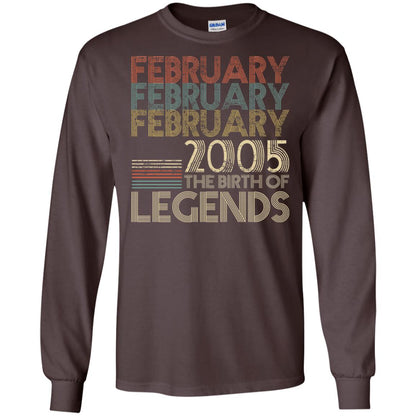 February Retro Classic Vintage 2005 The Birth Of Legends 13th Birthday T-shirt Dark Chocolate