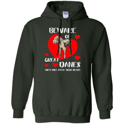Beware Of Great Danes They Will Steal Your Heart Cute Shirt Forest Green