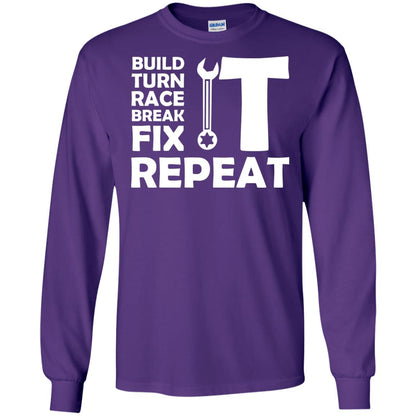 Build Turn Race Break Fix Repeat Racing Shirt Purple