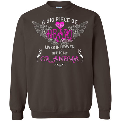A Big Piece Of My Heart Lives In Heaven She Is My Grandma Grandchildren Gift Shirt Dark Chocolate