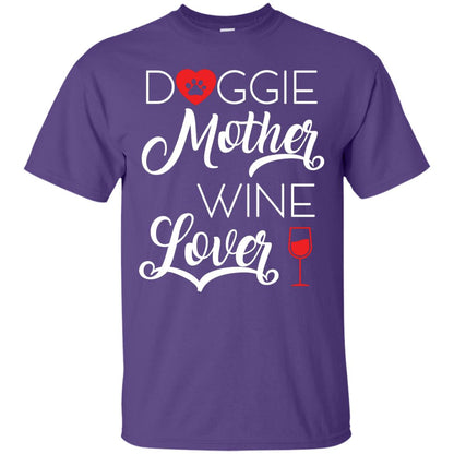 Doggie Mother Wine Lover Dog And Wine Gift Shirt For Mom Purple