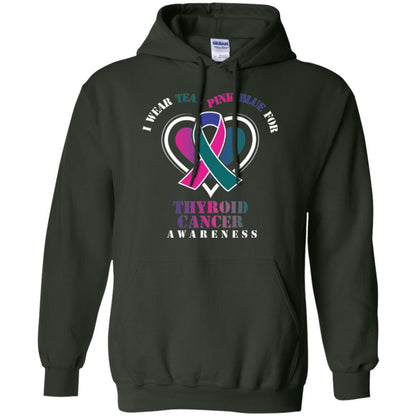 Thyroid Cancer Awareness T-shirt I Wear Teal Pink Blue For Forest Green