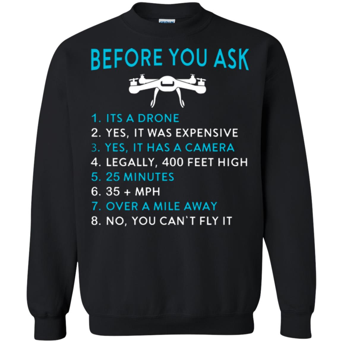 Funny Drone T-shirt Before You Ask Black