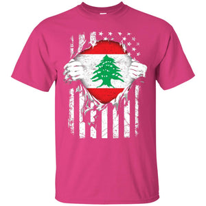 Super Lebanon Hearts American Patriot Flag Lebanese T-shirt