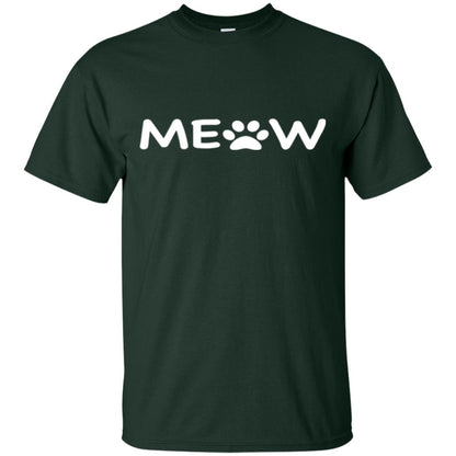 Cat Lovers T-shirt Meow Kitten Paw Forest Green