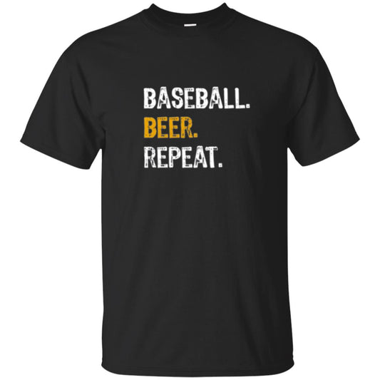 Baseball Beer Repeat Baseball Lovers T-shirt Black