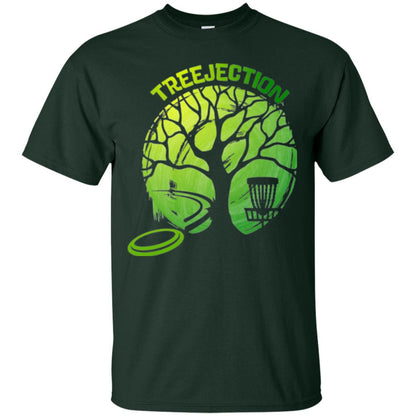 Funny Disc Golf T-shirt Treejection Forest Green