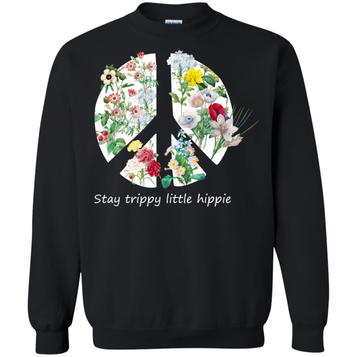 Stay Trippy Little Hippie Peace Sign Shirt Black