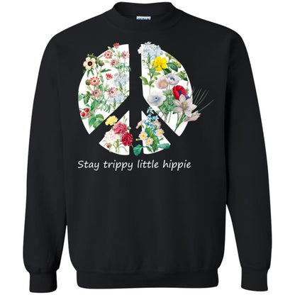 Stay Trippy Little Hippie Peace Sign Shirt Black