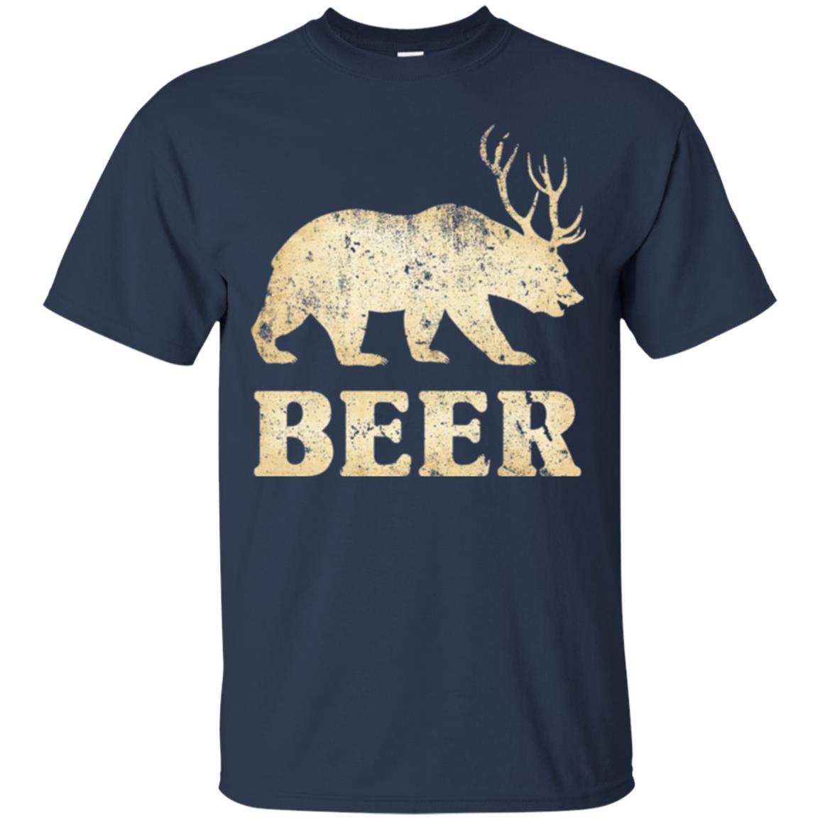 Beer T-shirt Vintage Bear Deer Navy