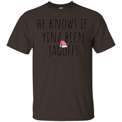 He Knows If Yinz Been Jagoffs T-shirt Dark Chocolate