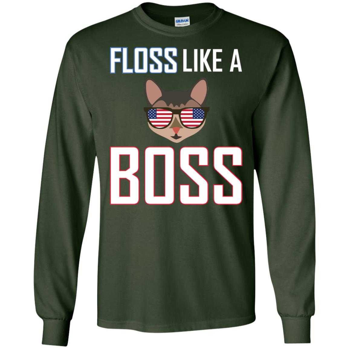 Floss Like A Boss Cat Shirt Forest Green