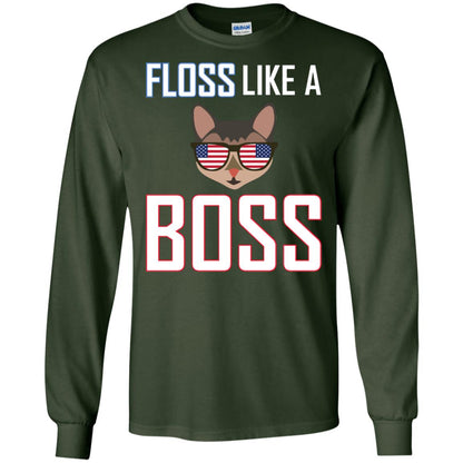Floss Like A Boss Cat Shirt Forest Green
