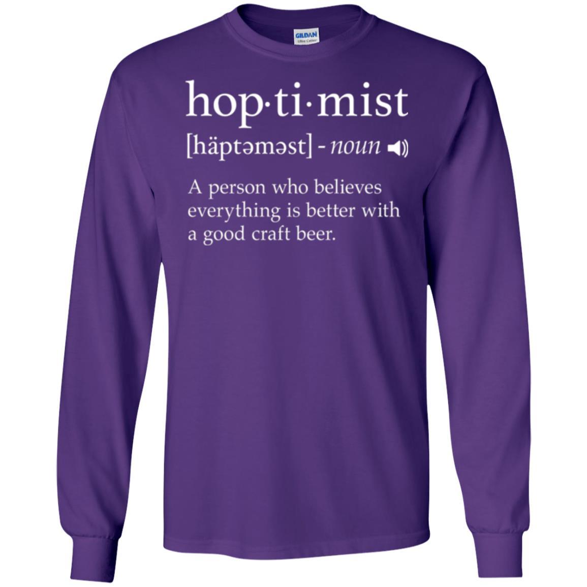 Beer Lover T-shirt Hoptimist Definition Purple