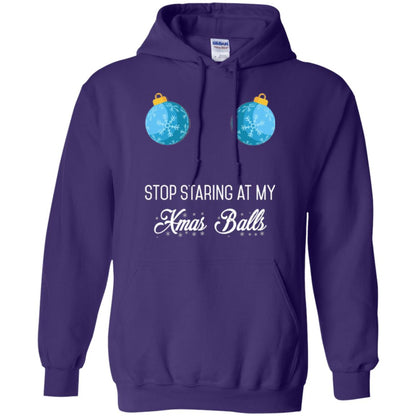 Christmas T-shirt Stop Staring At My Xmas Balls Purple