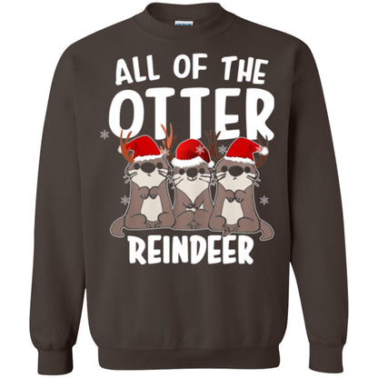 Christmas T-shirt All Of The Otter Reindeer Dark Chocolate
