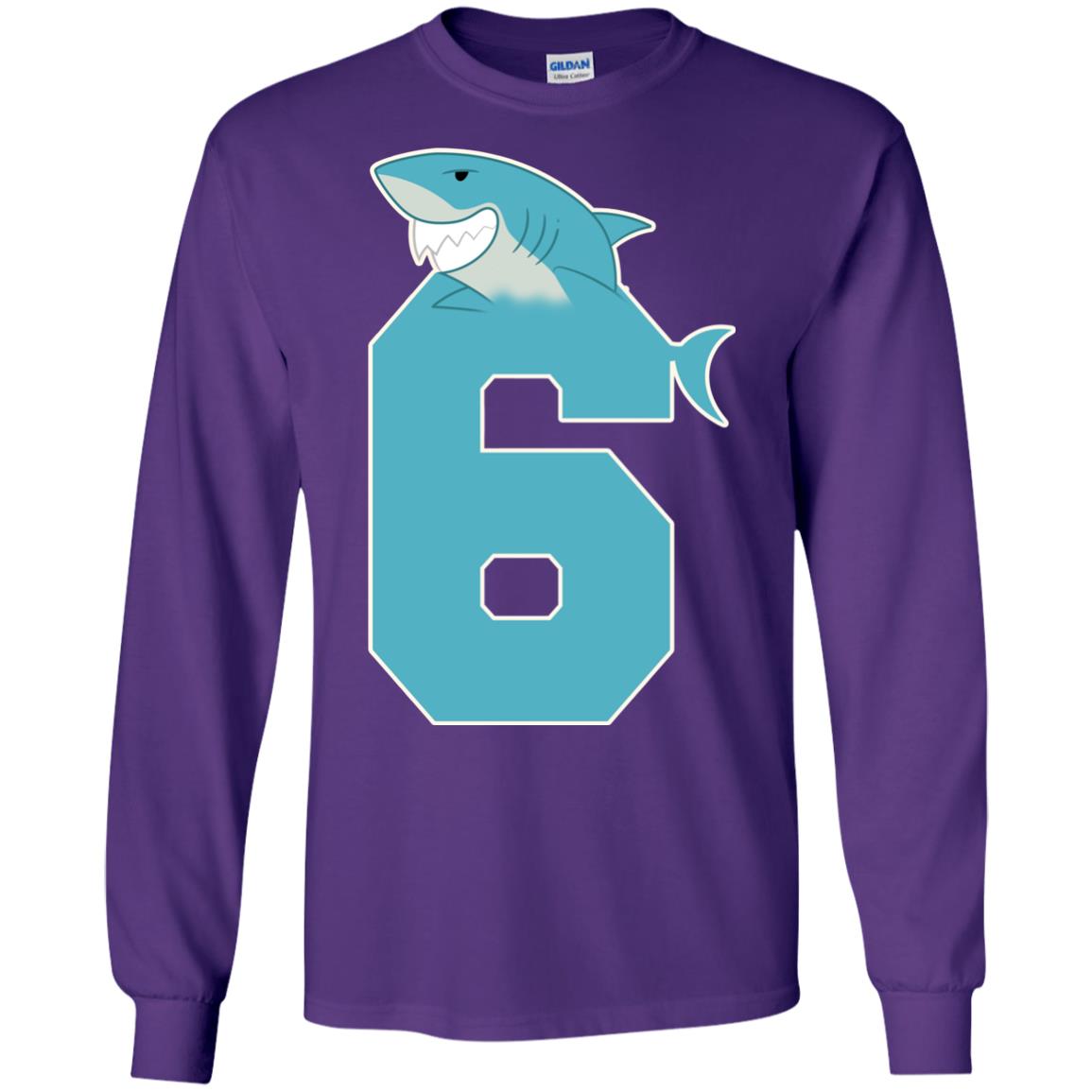 6th Birthday Shark Party Shirt Purple