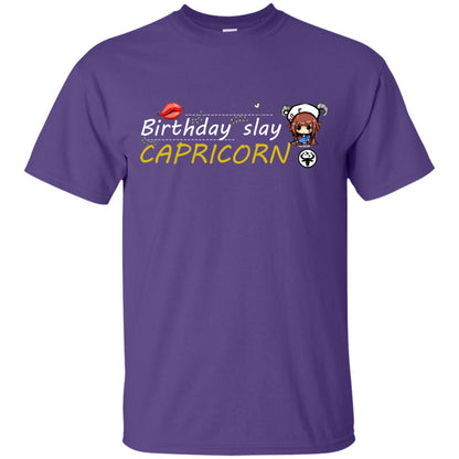 Cute Capricorn Girl Birthday Lip Slay T-shirt Purple