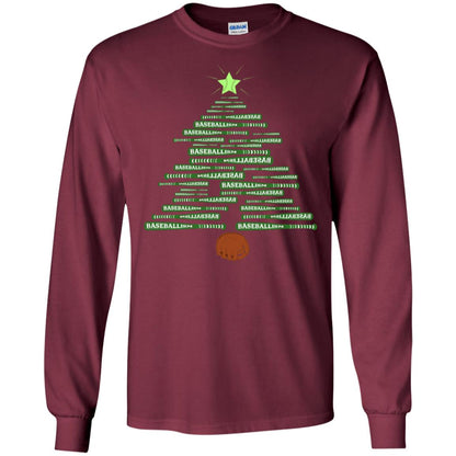 Baseballism Christmas Tree Gift Shirt Maroon