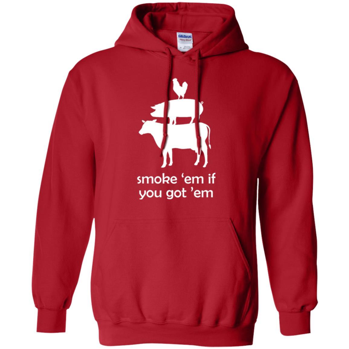 Funny Bbq T-shirt Smoke 'em If You Got 'em Red