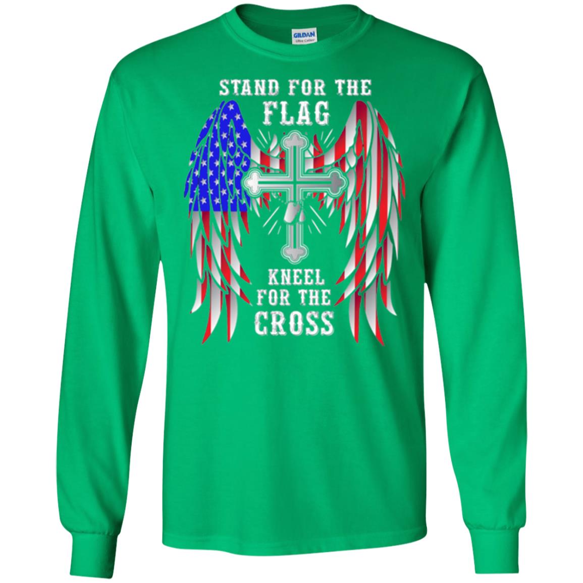 Christian T-shirt Stand For The Flag Kneel For The Cross Irish Green