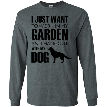 Dog Lovers T-shirt I Just Work In My Garden And Hangout With My Dog Dark Heather