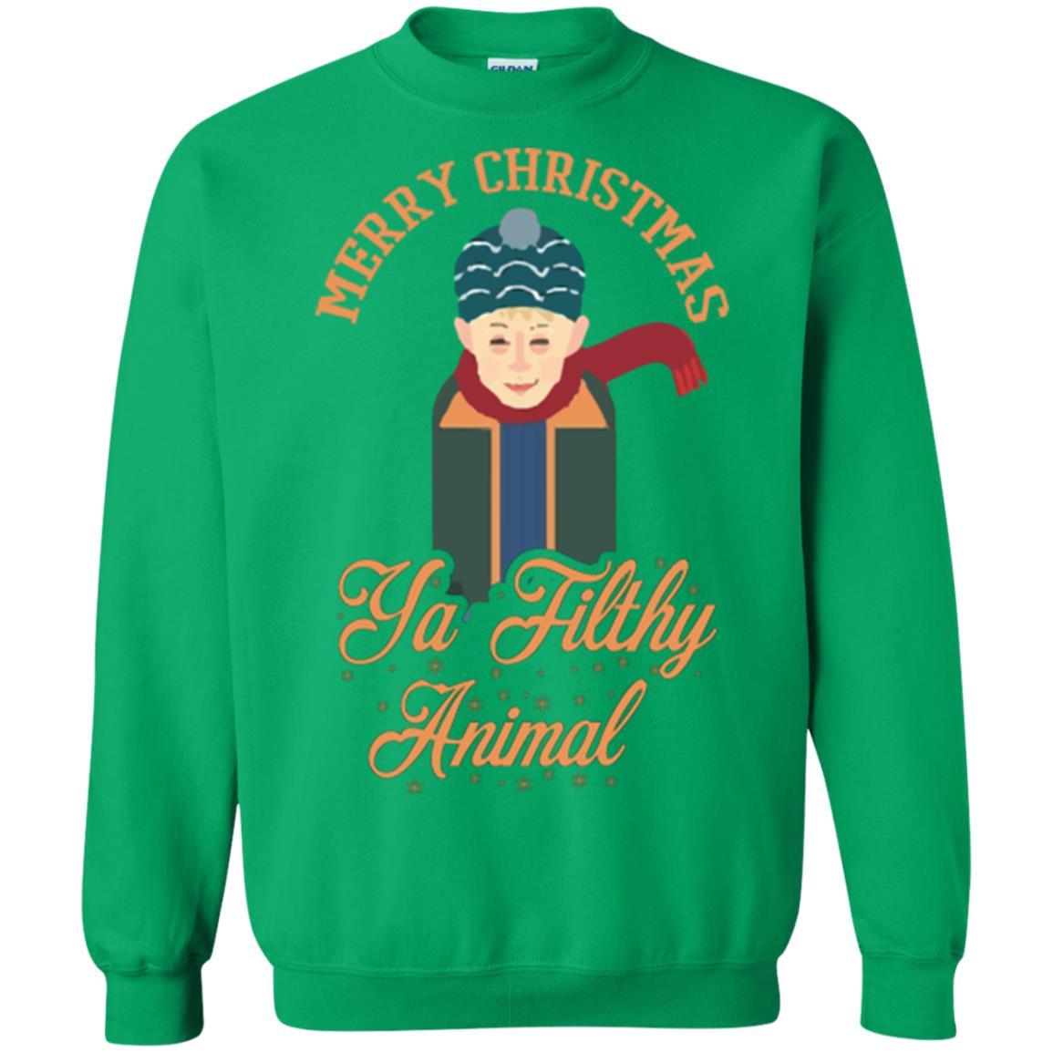 Christmas T-shirt Merry Christmas Ya Filthy Animal Irish Green