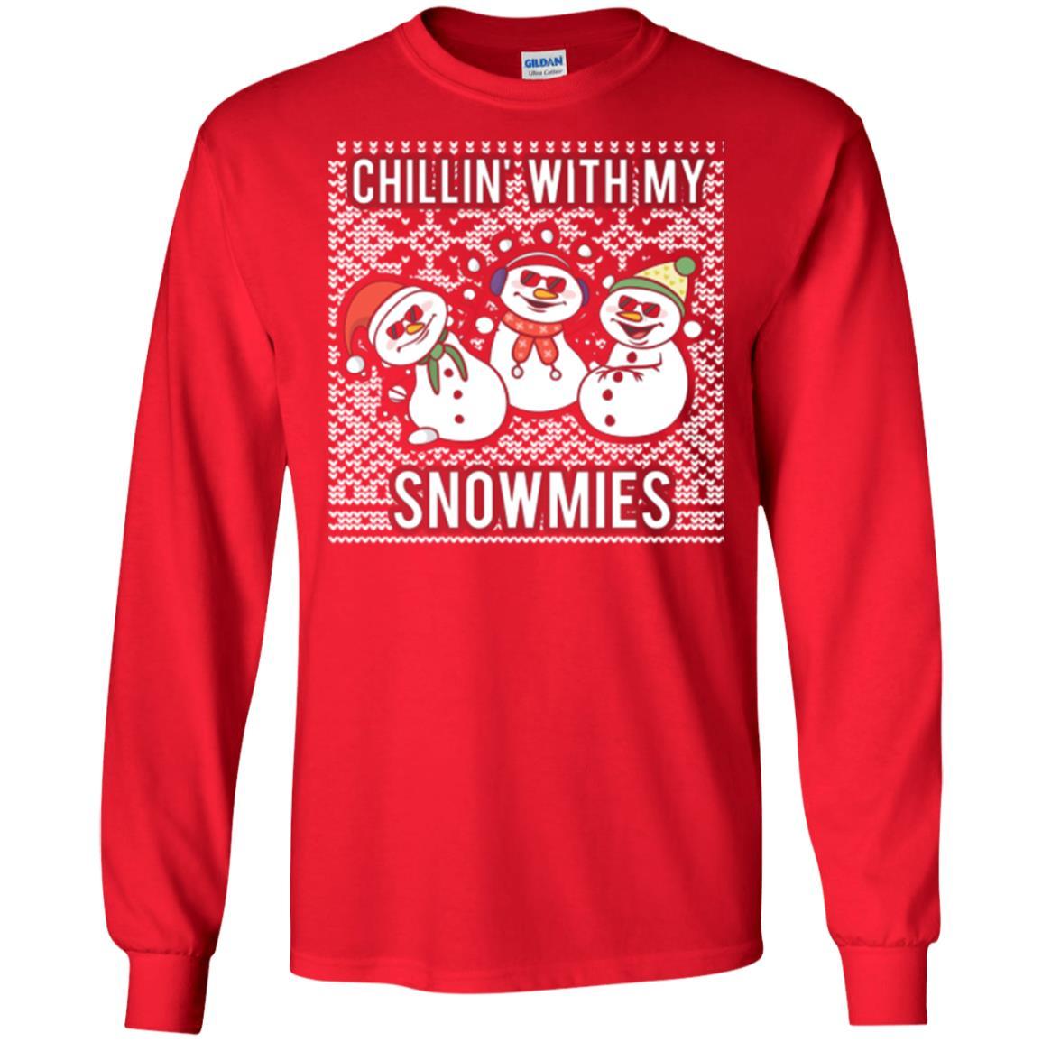 Christmas T-shirt Chillin' With My Snowmies Red