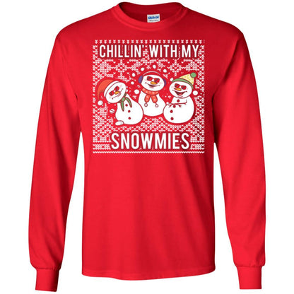 Christmas T-shirt Chillin' With My Snowmies Red
