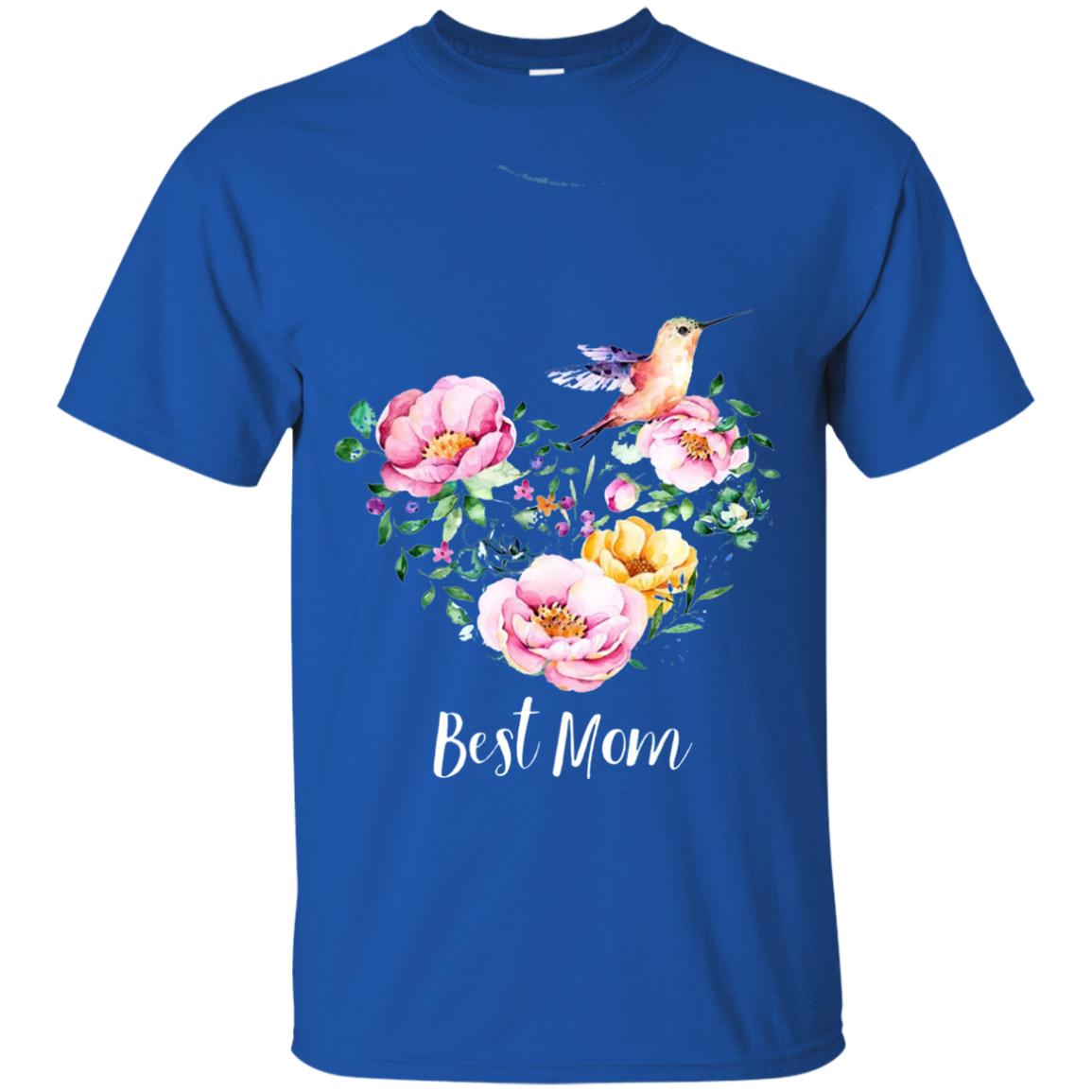 Best Mom Hummingbird Flower Heart Mommy Shirt Royal