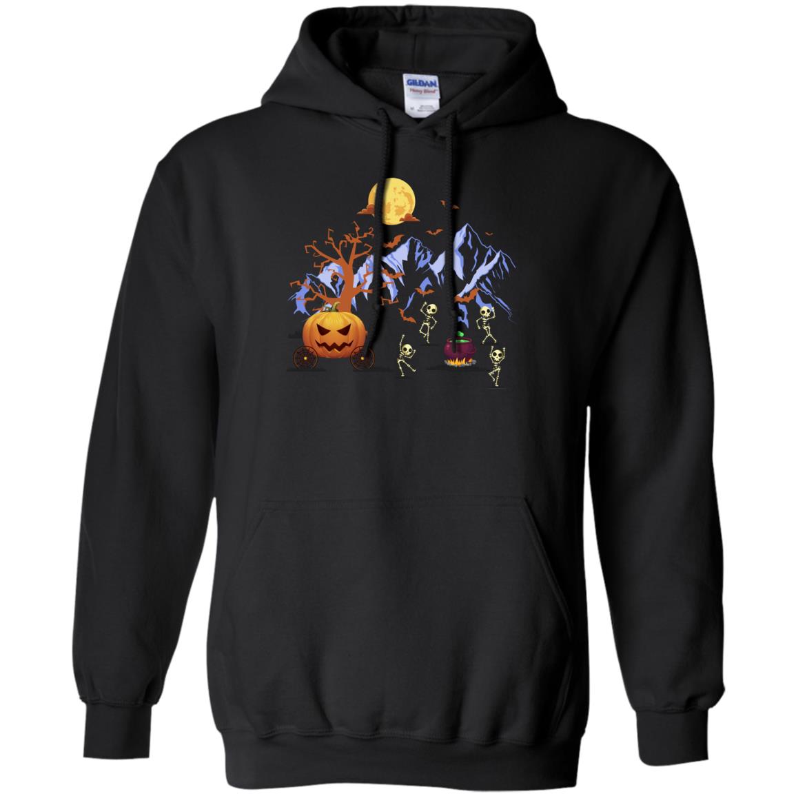Dancing Skeleton With Pumpkin Funny Halloween Gift Shirt Black