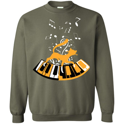 Cat Plays Piano Shirt For Mens Womens Military Green