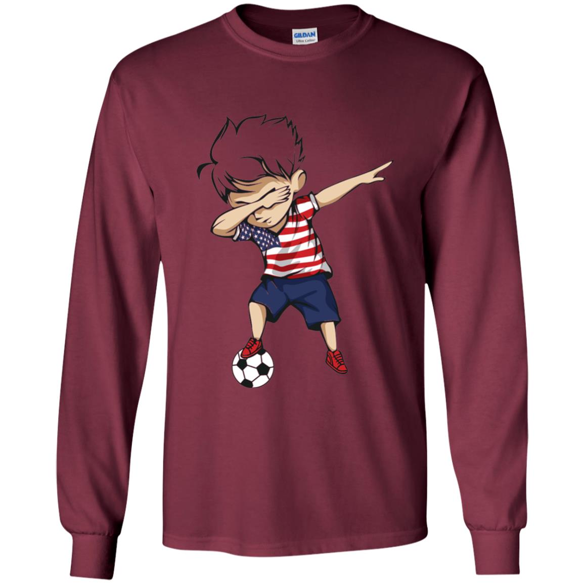 Dabbing Soccer Boy United States Jersey Shirt Usa Football Maroon