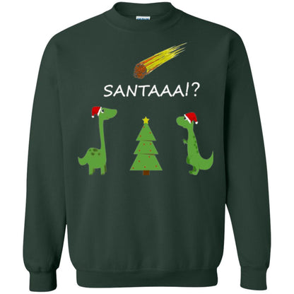 Christmas T-shirt Funny Dinosaus Santaaa Forest Green