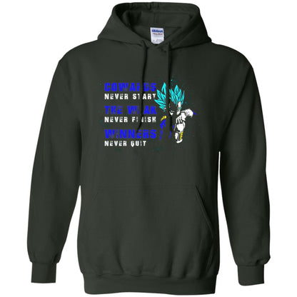Cowards Never Start The Weak Never Finish Comic T-shirt Forest Green